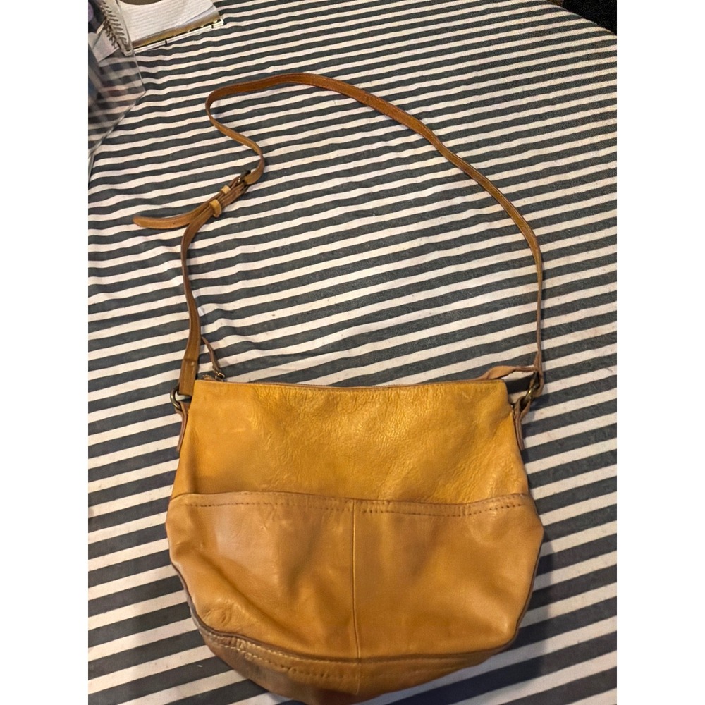 Steven Steve Madden Mustard Yellow Leather Embossed Floral Crossbody Bag Boho